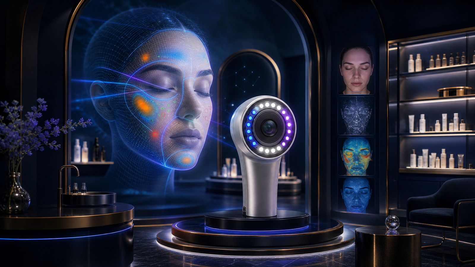 MAPHS Derma-AI Vision Station in a premium futuristic environment