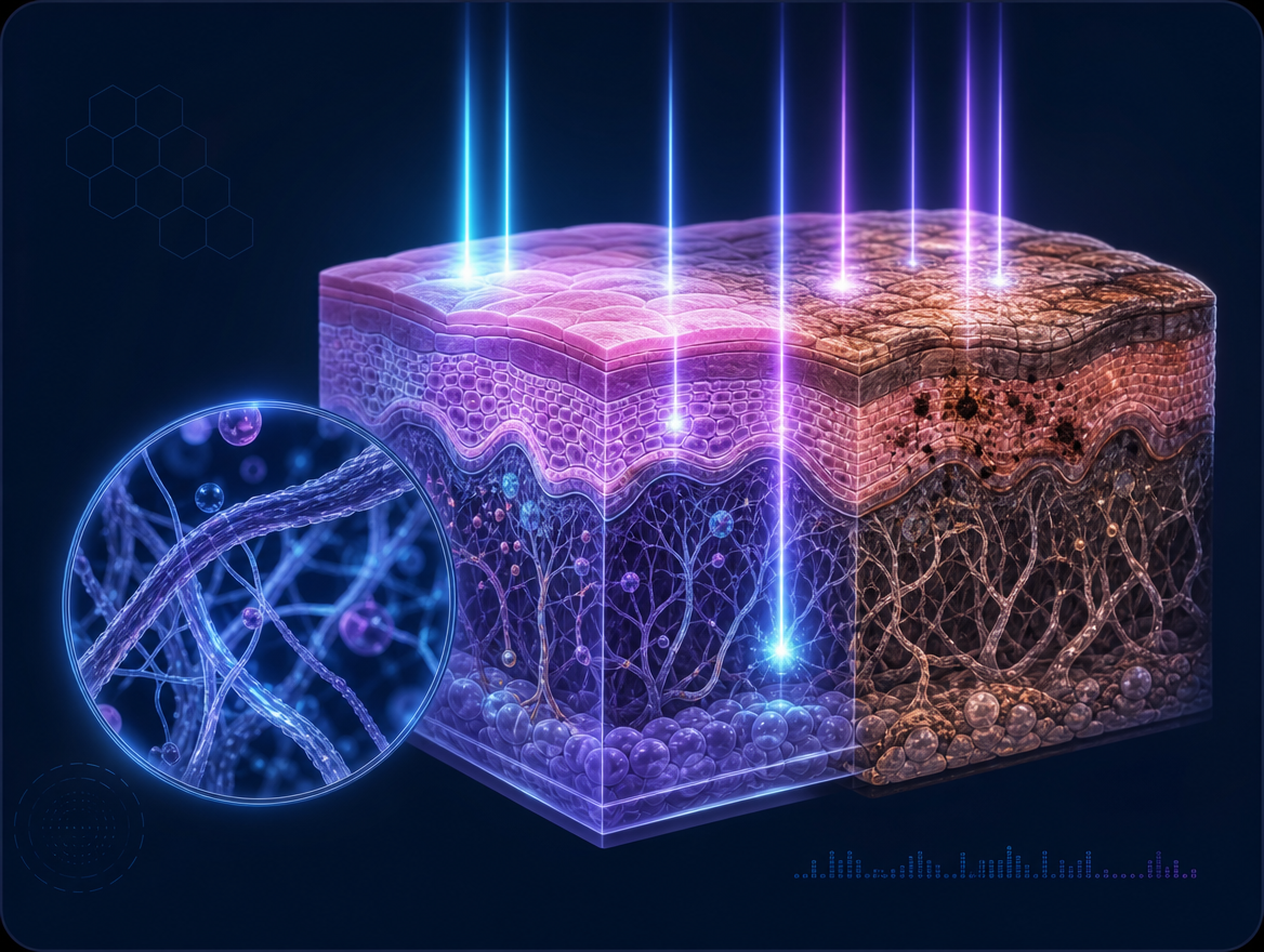 UV damage in skin layers