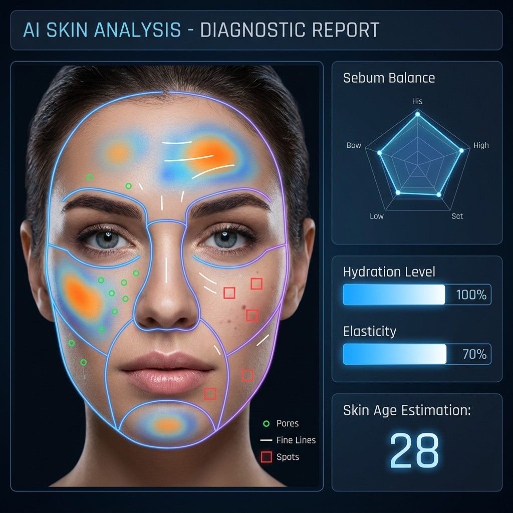 Multi-spectral scanning head of the skin analysis module